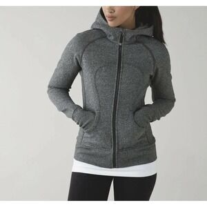 LULULEMON Scuba Hoodie II Heathered Gray Speckled Black Zip Jacket Sweatshirt 4